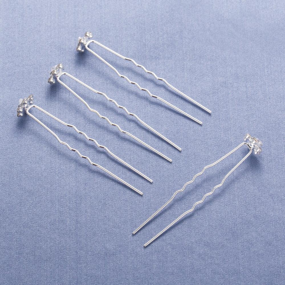20Pcs Fashion Wedding Bridal Pearl Flower Clear Crystal Rhinestone Hair Pins Clips Bridesmaid Hair wear Jewelry Gorgeous Hair Accessories For Women