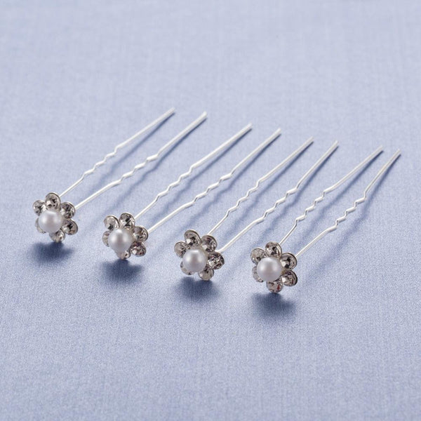 20Pcs Fashion Wedding Bridal Pearl Flower Clear Crystal Rhinestone Hair Pins Clips Bridesmaid Hair wear Jewelry Gorgeous Hair Accessories For Women