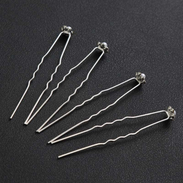20pcs/lot Fashion U Shape Crystal Hair Fork Flower Hair Pin Sticks For Women Wedding Bridal Shiny Jewelry Wedding Hair Accessories for Brides and Bridesmaids