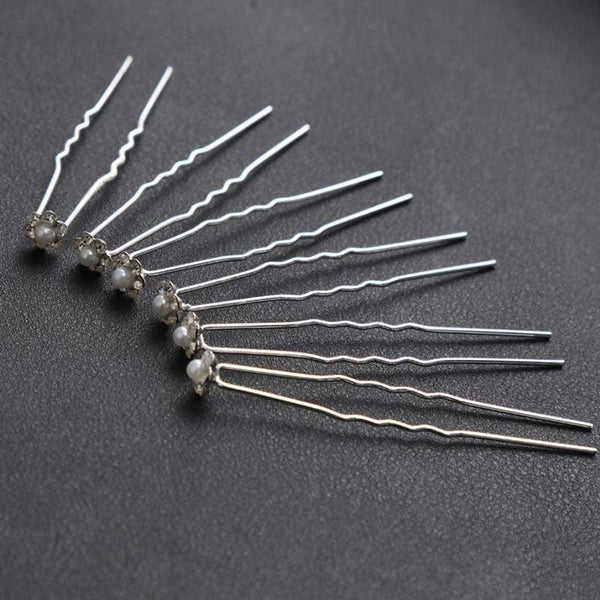 20pcs/lot Fashion U Shape Crystal Hair Fork Flower Hair Pin Sticks For Women Wedding Bridal Shiny Jewelry Wedding Hair Accessories for Brides and Bridesmaids