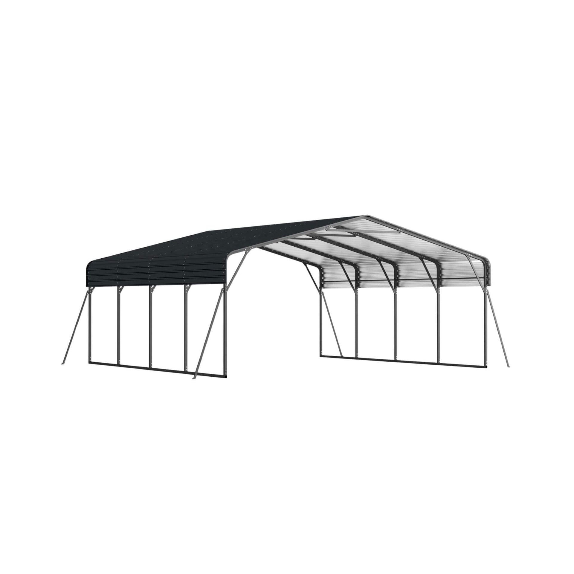 [20X20FT] Extra-Large Heavy-Duty Outdoor Metal Carport With Galvanized Steel Roof For Cars, Boats And Trucks (SAK75633)