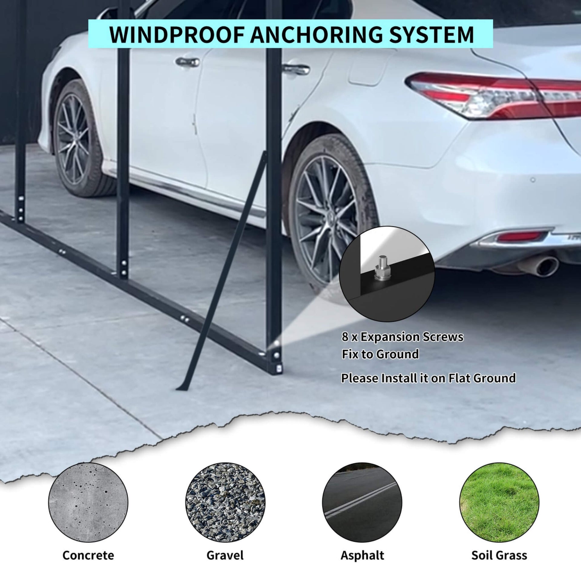 [20X20FT] Extra-Large Heavy-Duty Outdoor Metal Carport With Galvanized Steel Roof For Cars, Boats And Trucks (SAK75633)