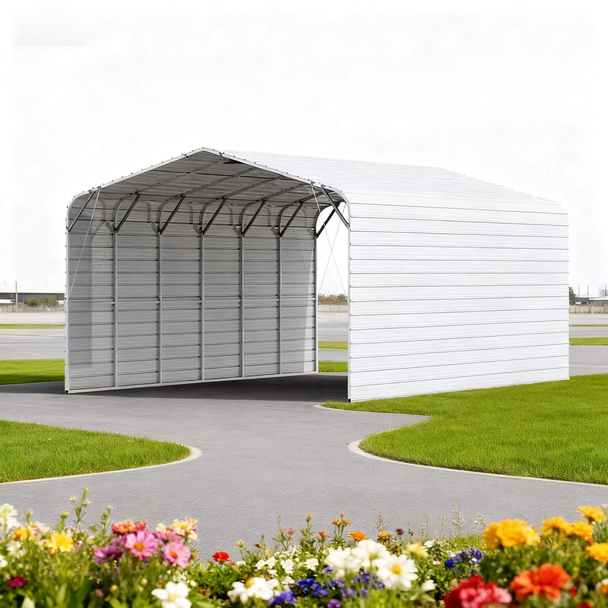 [20X30FT] Heavy-Duty Outdoor Galvanized Steel Carport (SAK21596)