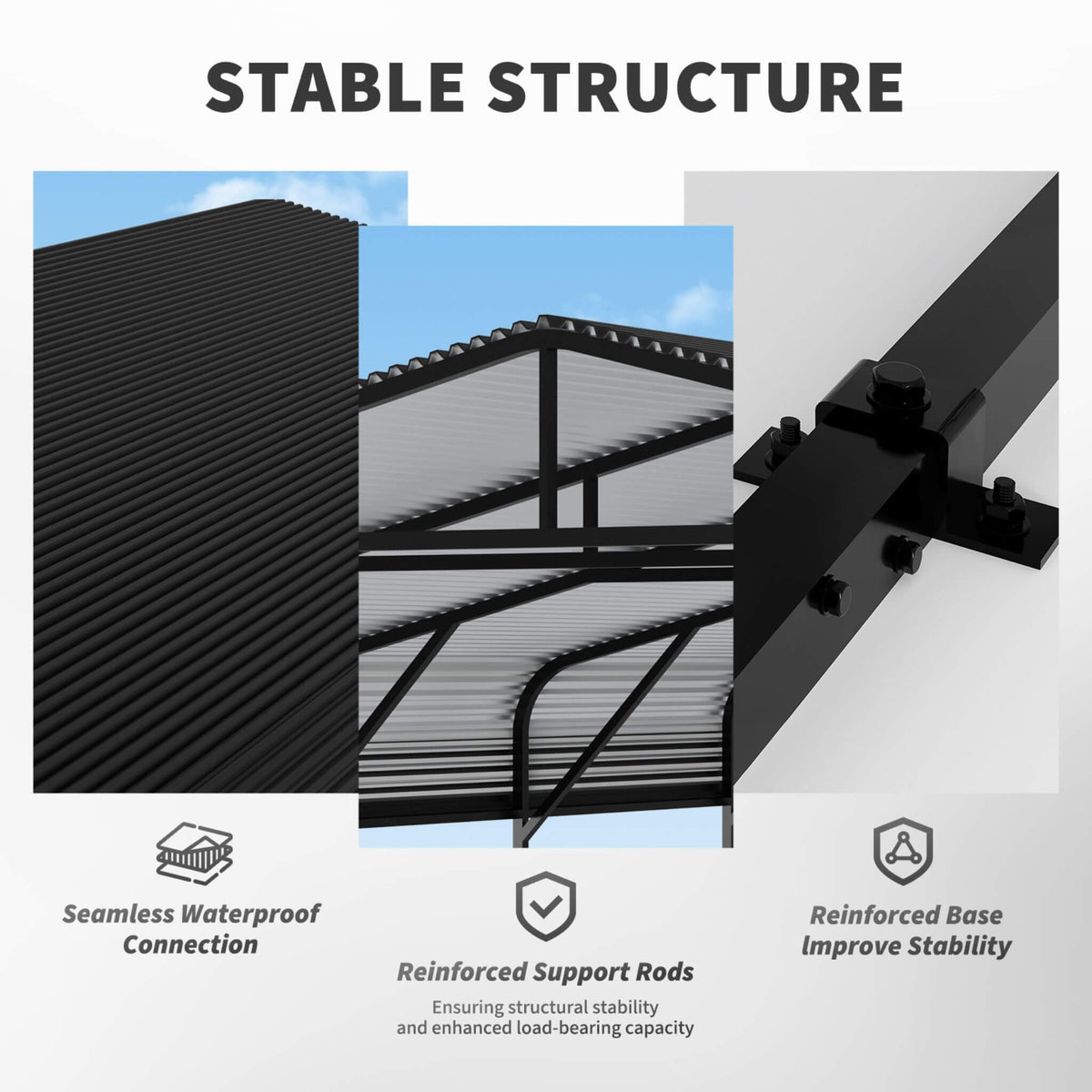 [20X30FT] Heavy-Duty Wind-Resistant Steel Roof Carport With Triangular Frame (SAK94812)