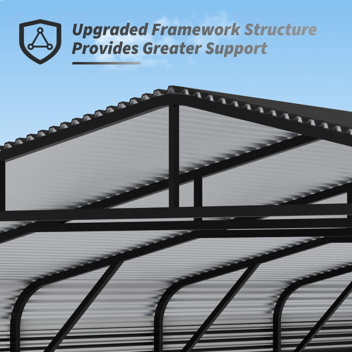 [20X30FT] Heavy-Duty Wind-Resistant Steel Roof Carport With Triangular Frame (SAK94812)