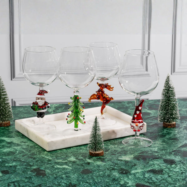 3D Christmas Tree Wine Glasses Jersey Art Glass