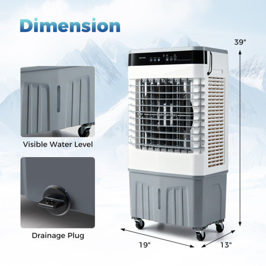 2100 CFM 3-in-1 Evaporative Air Cooler with 5.3 Gal Water Tank for Indoor Outdoor-White