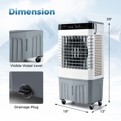 2100 CFM 3-in-1 Evaporative Air Cooler with 5.3 Gal Water Tank for Indoor Outdoor-White