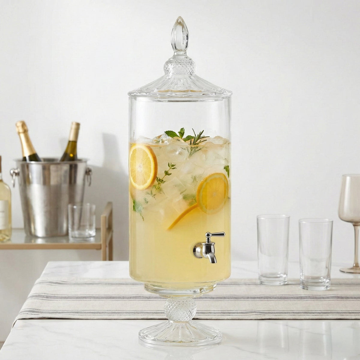 Westchester Optic Glass Beverage Dispenser 2 Gallon