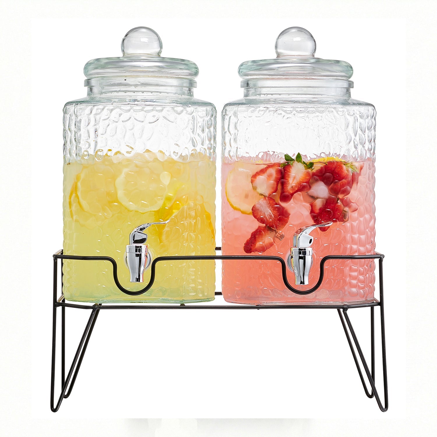 Hamburg Set of 2 Beverage Dispensers with Stand 1.5 Gal Each