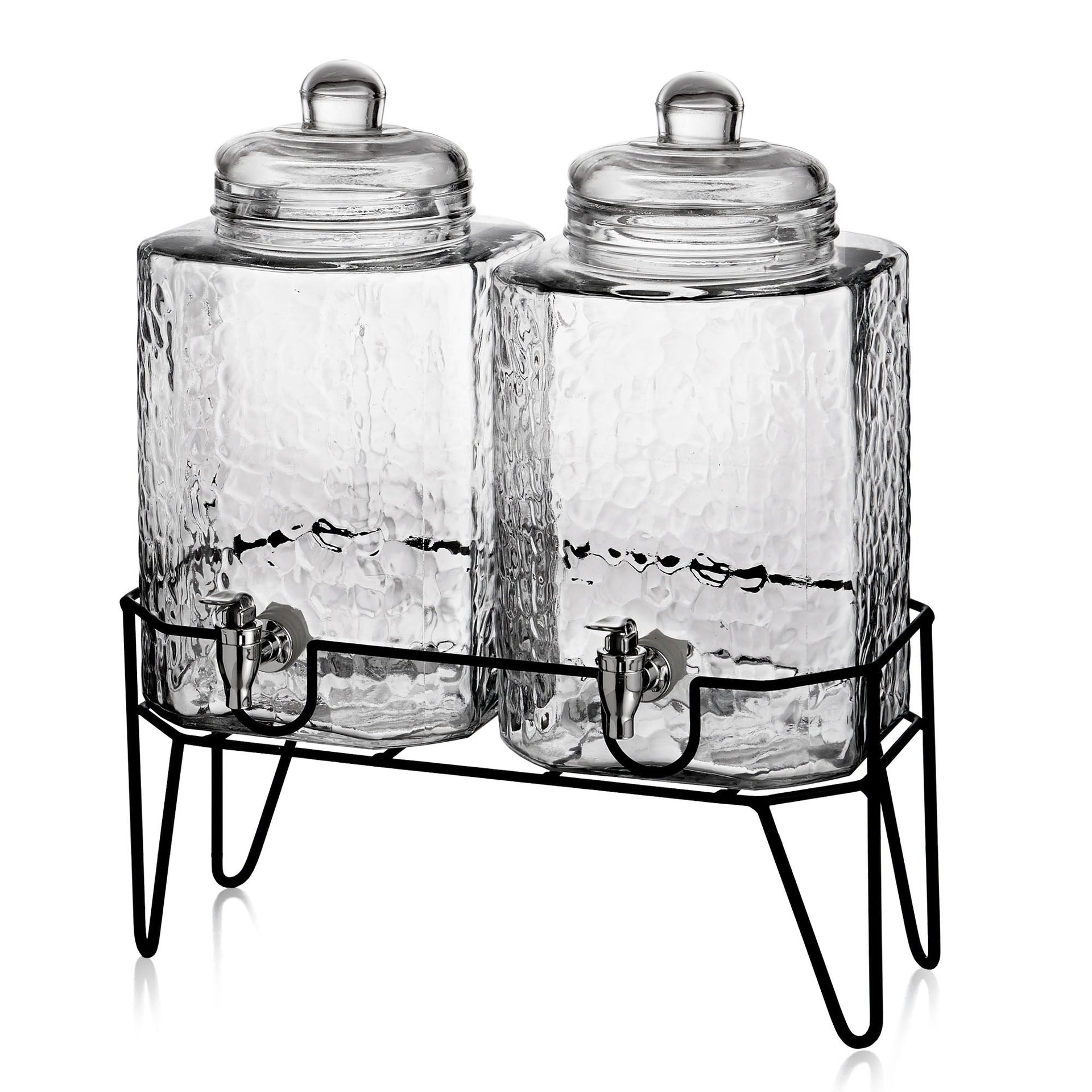 Hamburg Set of 2 Beverage Dispensers with Stand 1.5 Gal Each