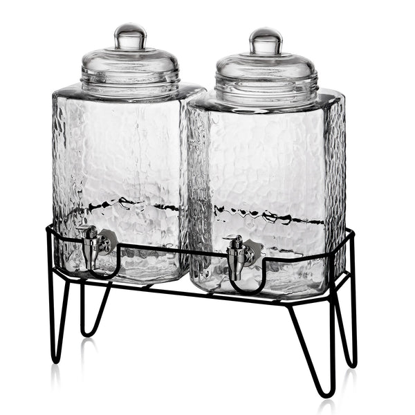 Hamburg Set of 2 Beverage Dispensers with Stand 1.5 Gal Each