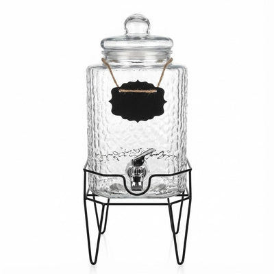 Hamburg Glass Beverage Dispenser with Metal Stand 1.5 Gal