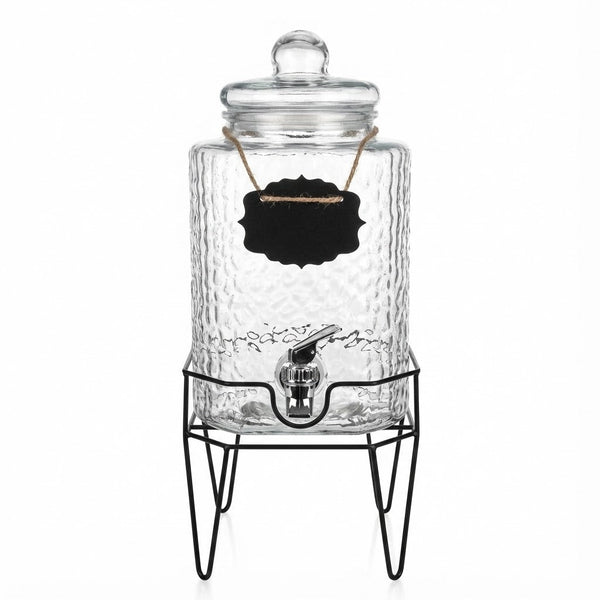 Hamburg Glass Beverage Dispenser with Metal Stand 1.5 Gal