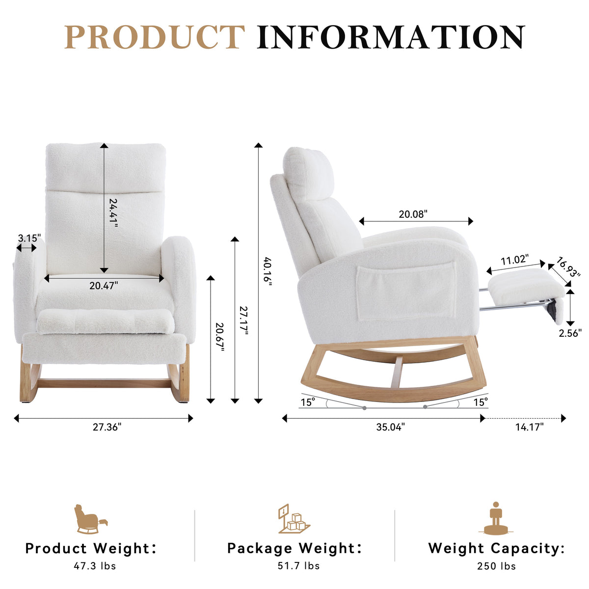 Teddy Fabric Leisure Rocking Chair