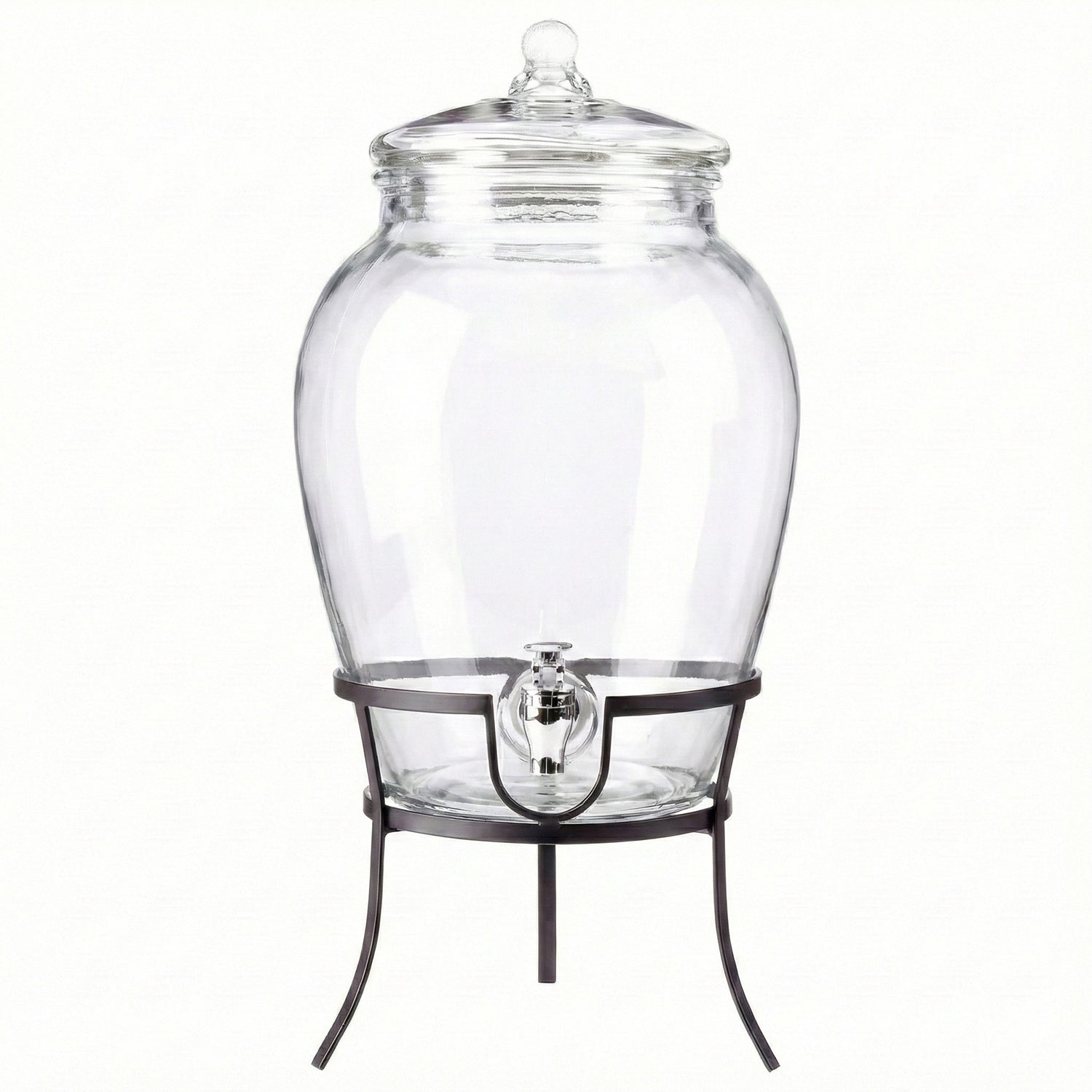 Beverage Dispenser with Metal Rack & Glass Lid 2.7 Gal