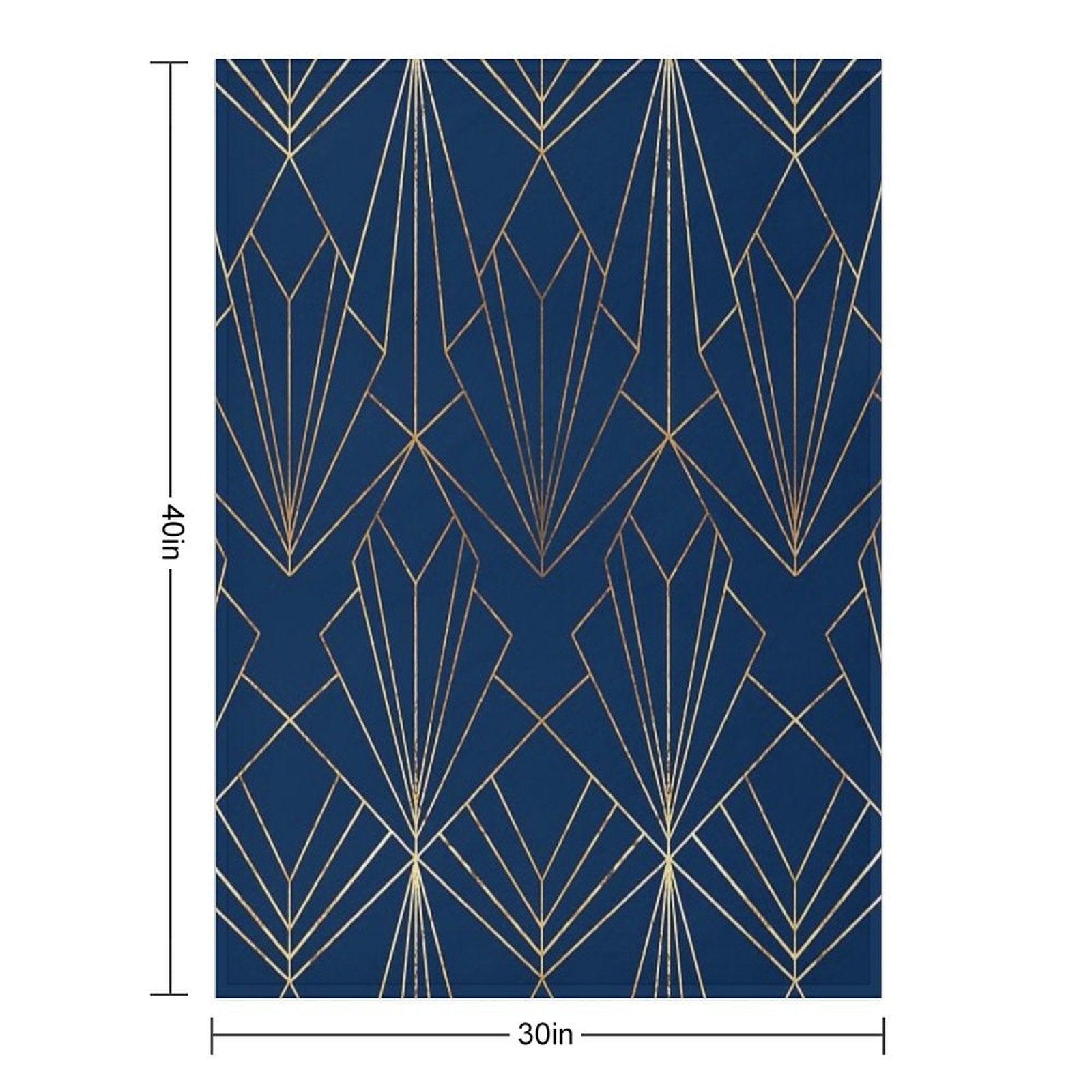 Art Deco in Navy Blue - Large Scale Throw Blanket