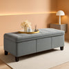 Forty Seven Inch Storage Ottoman Bench Linen Gray Fabric