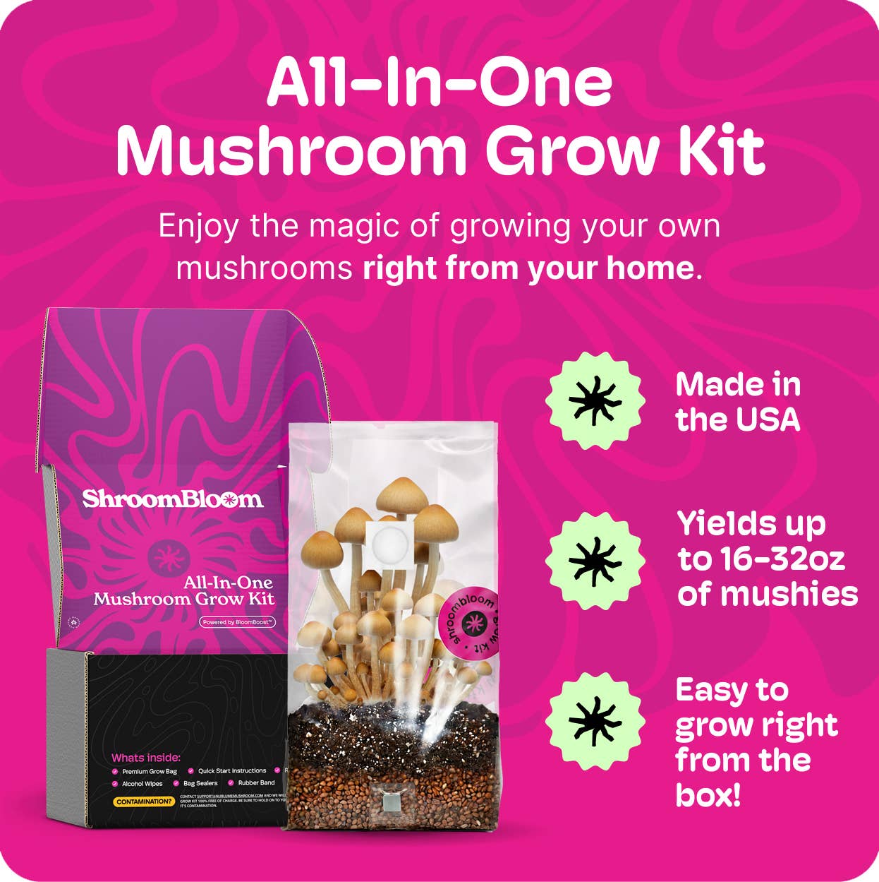 Mushroom Grow Kit – Easy Indoor Mushroom Kit for Fresh Gourmet Harvest