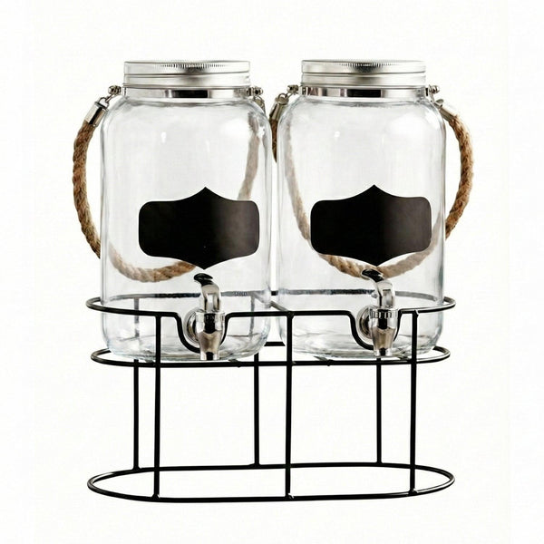 Trent Chalkboard Beverage Dispenser Set with stand & Rope Handle 1 Gal Each