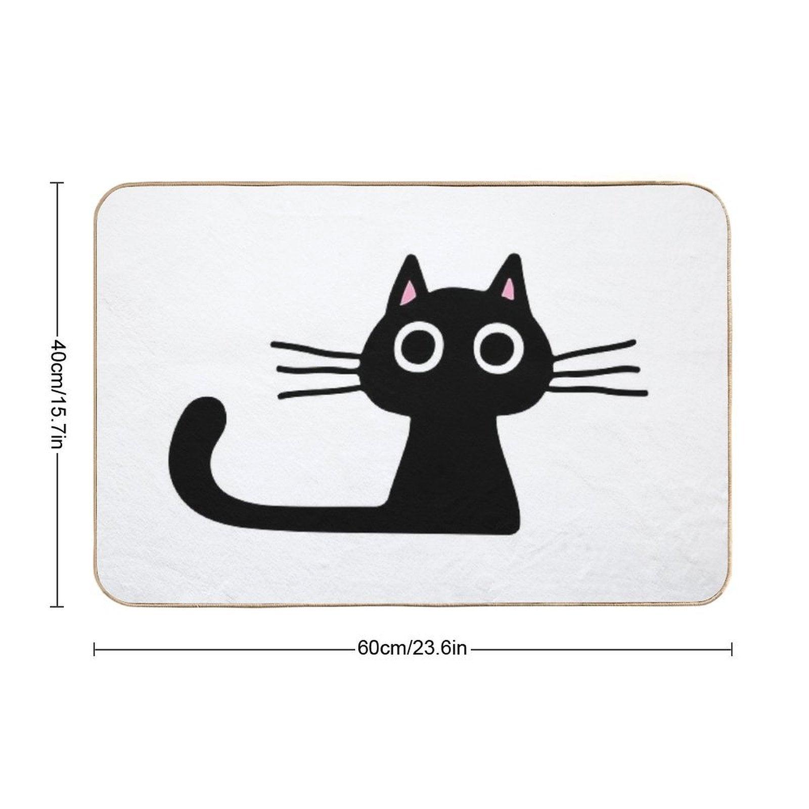 Cutie Kitty Cat Wide Eyed Black Kitten Bath Mat
