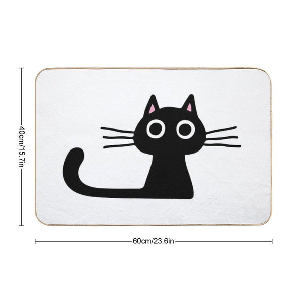 Cutie Kitty Cat Wide Eyed Black Kitten Bath Mat