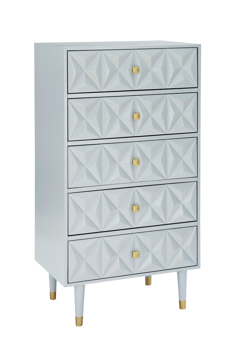 GEO GREY BEDROOM 5 DRAWER CHEST