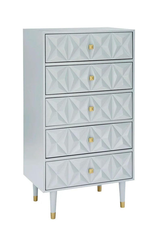 GEO GREY BEDROOM 5 DRAWER CHEST - Gifts for You 'n Me