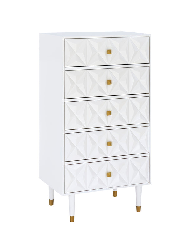 GEO WHITE BEDROOM 5 DRAWER CHEST