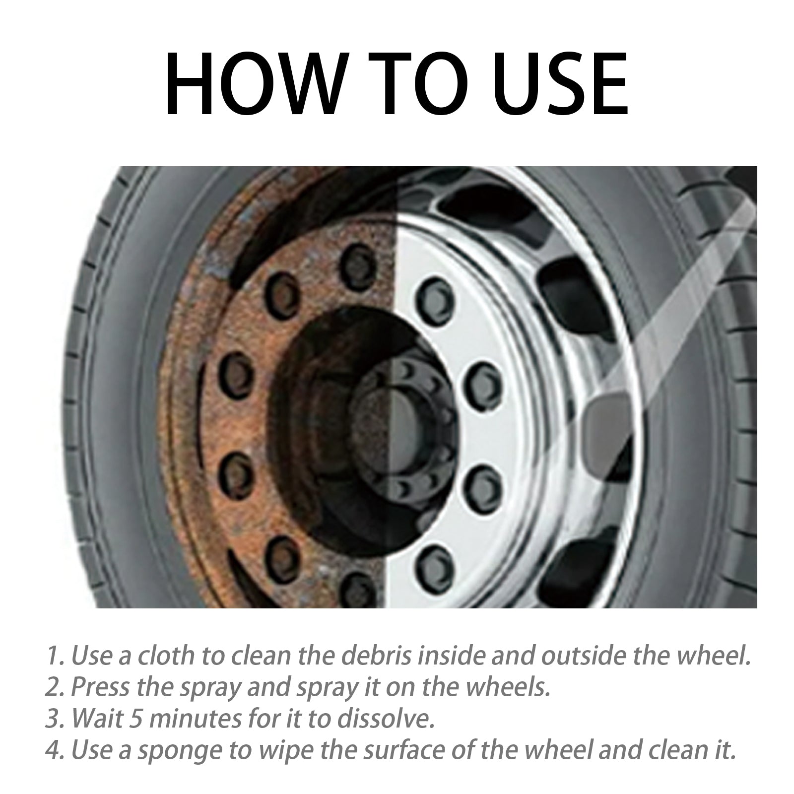 Wheel Cleaner, Car Wheel Hub Cleaning Stain Repair Removal Rust Polish