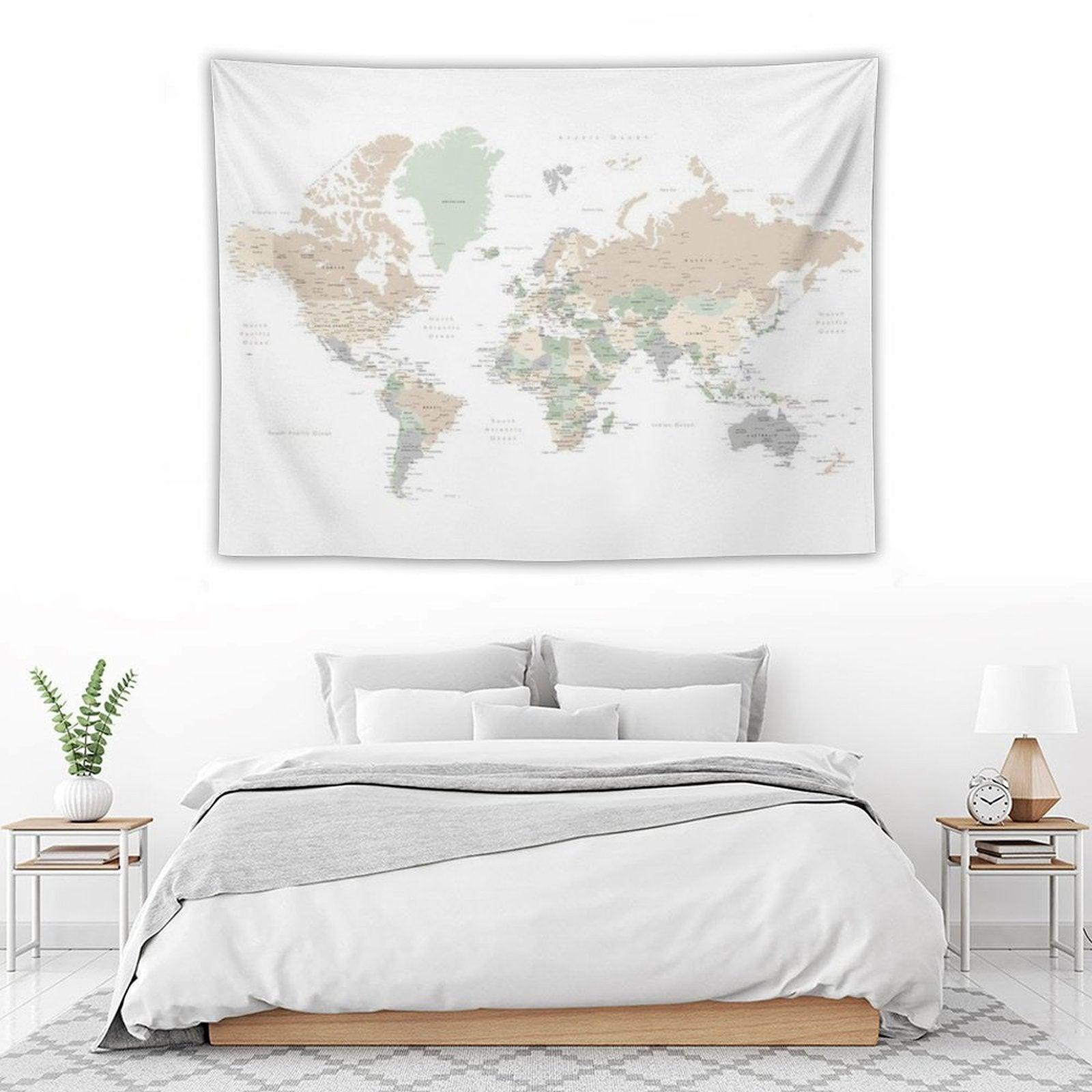Detailed World Map with Cities, Anouk Tapestry