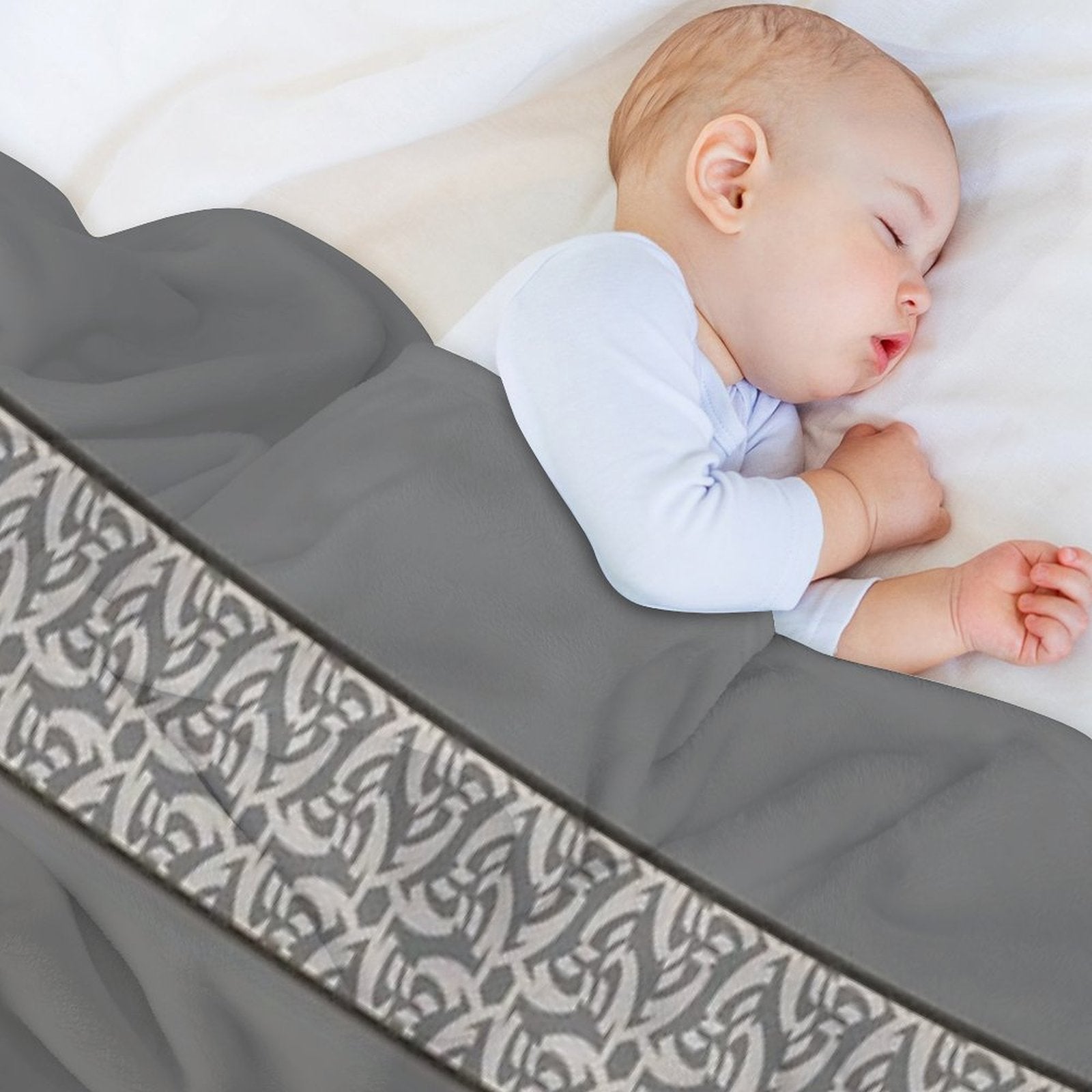 Gradient Taupe with A Cool Cream Lace Border Wrinkle-free Throw Blanket