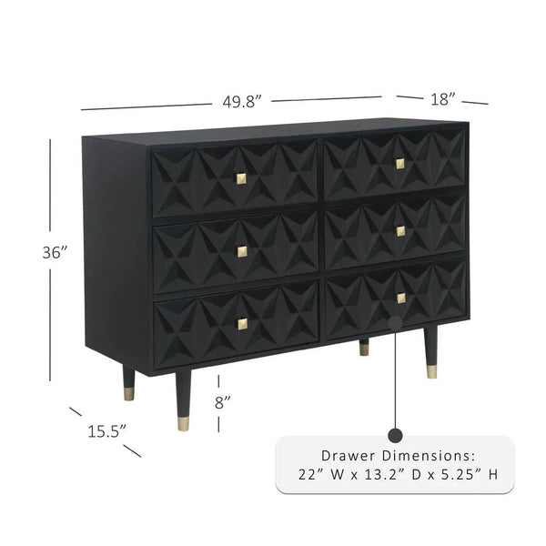 GEO BLACK 6 DRWR TEXTURE DRESSER - Gifts for You 'n Me
