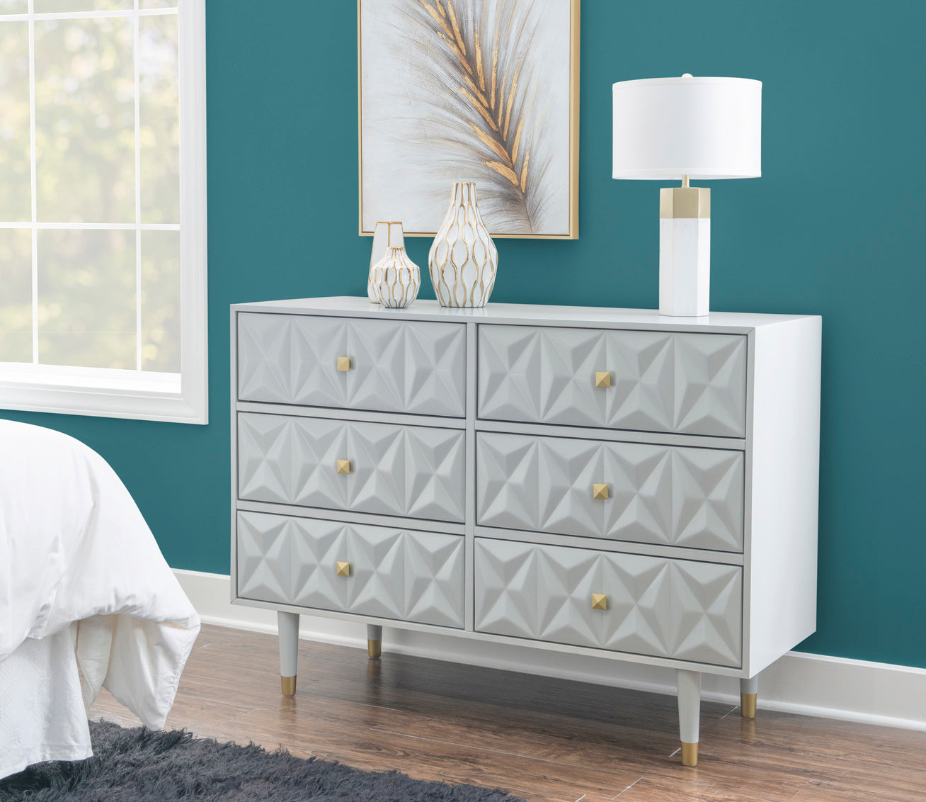 GEO GREY 6 DRWR TEXTURE DRESSER