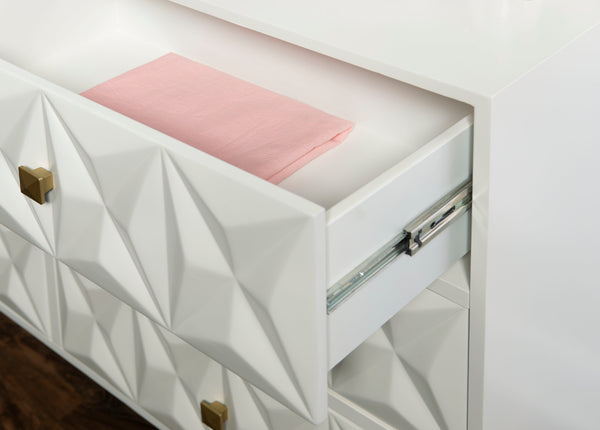 GEO WHITE 6 DRWR TEXTURE DRESSER