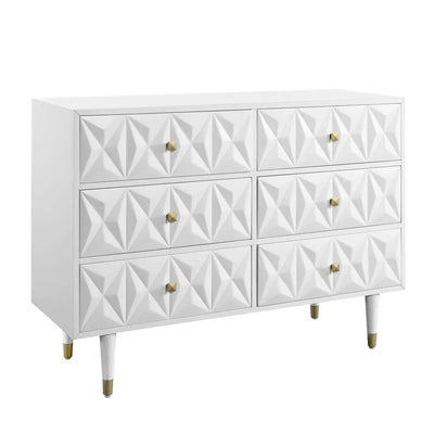 GEO WHITE 6 DRWR TEXTURE DRESSER