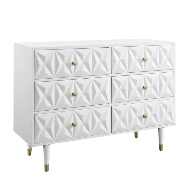 GEO WHITE 6 DRWR TEXTURE DRESSER - Gifts for You 'n Me