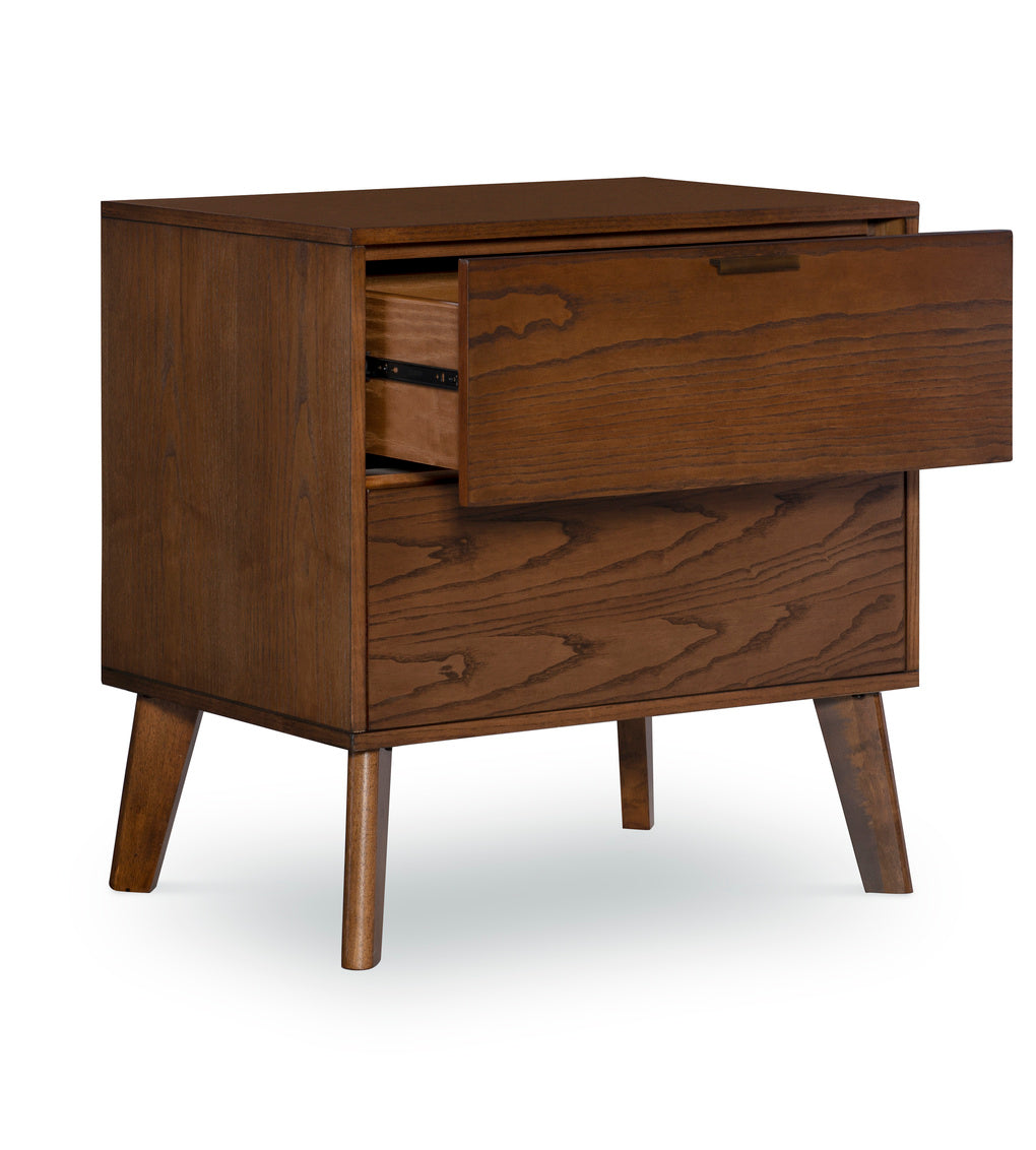 HUDSON MEDIUM BROWN 2 DRAWER NIGHTSTAND