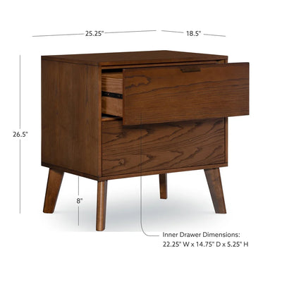 HUDSON MEDIUM BROWN 2 DRAWER NIGHTSTAND