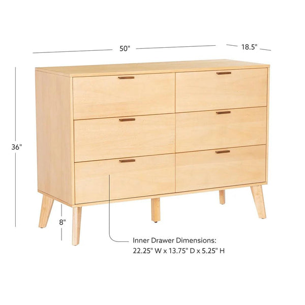 HUDSON NATURAL 6 DRAWER DRESSER - Gifts for You 'n Me