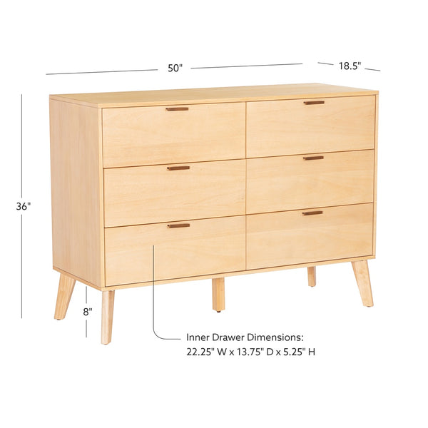 HUDSON NATURAL 6 DRAWER DRESSER