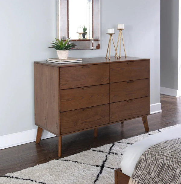 HUDSON MEDIUM BROWN 6 DRAWER DRESSER - Gifts for You 'n Me