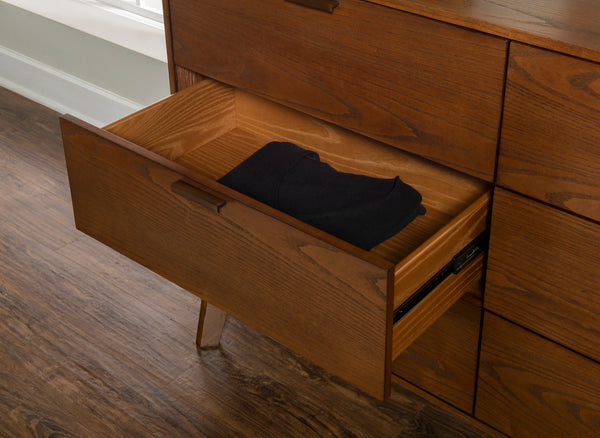 HUDSON MEDIUM BROWN 6 DRAWER DRESSER