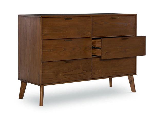 HUDSON MEDIUM BROWN 6 DRAWER DRESSER - Gifts for You 'n Me