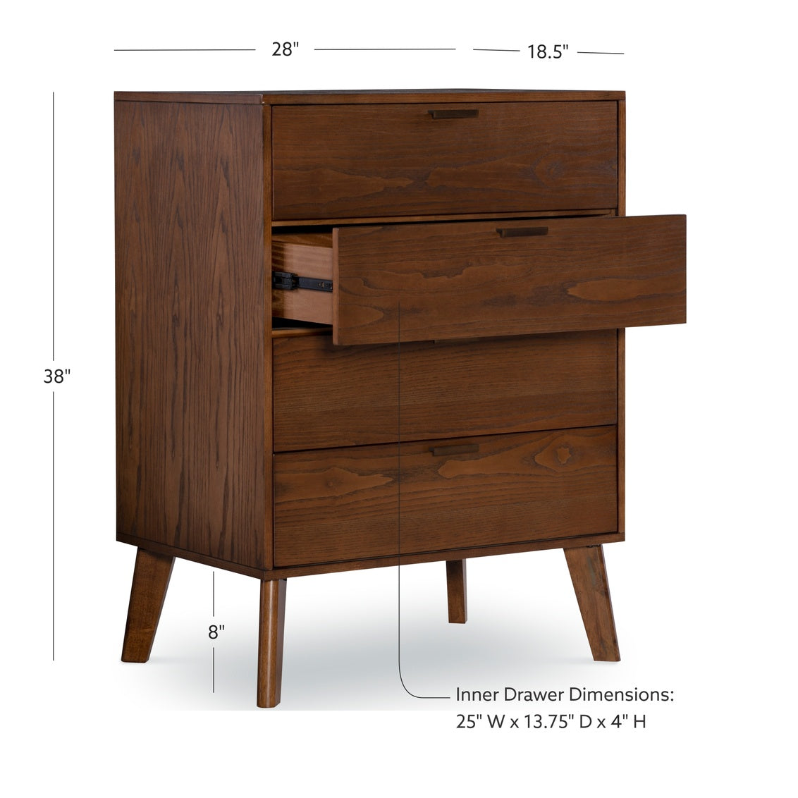 HUDSON MEDIUM BROWN 4 DRAWER CHEST