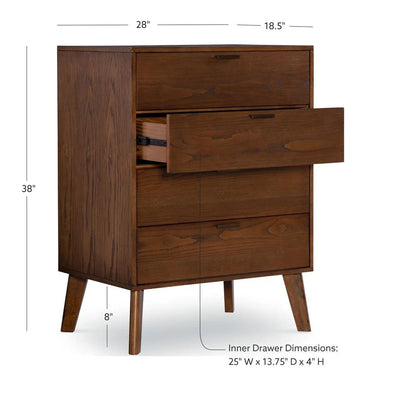 HUDSON MEDIUM BROWN 4 DRAWER CHEST