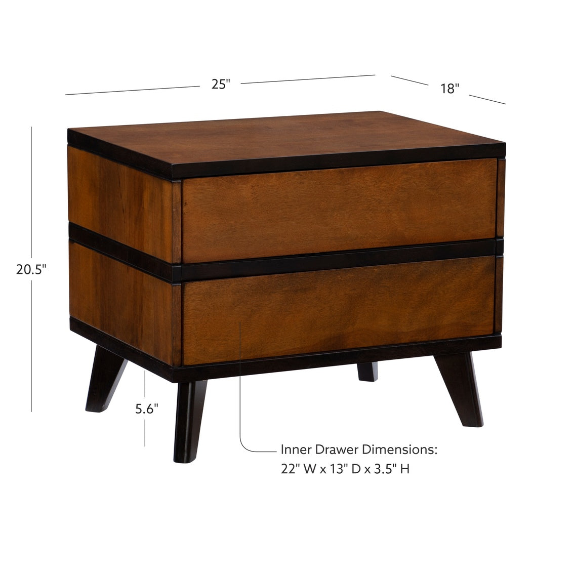 HUDSON 2 TONED 2 DRAWER NIGHTSTAND