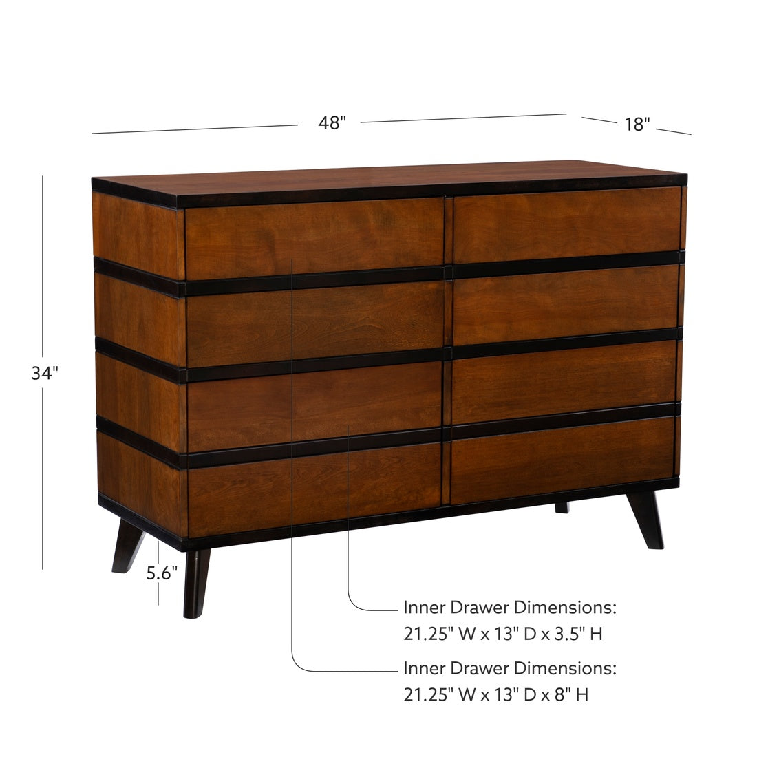 HUDSON 2 TONED 6 DRAWER DRESSER