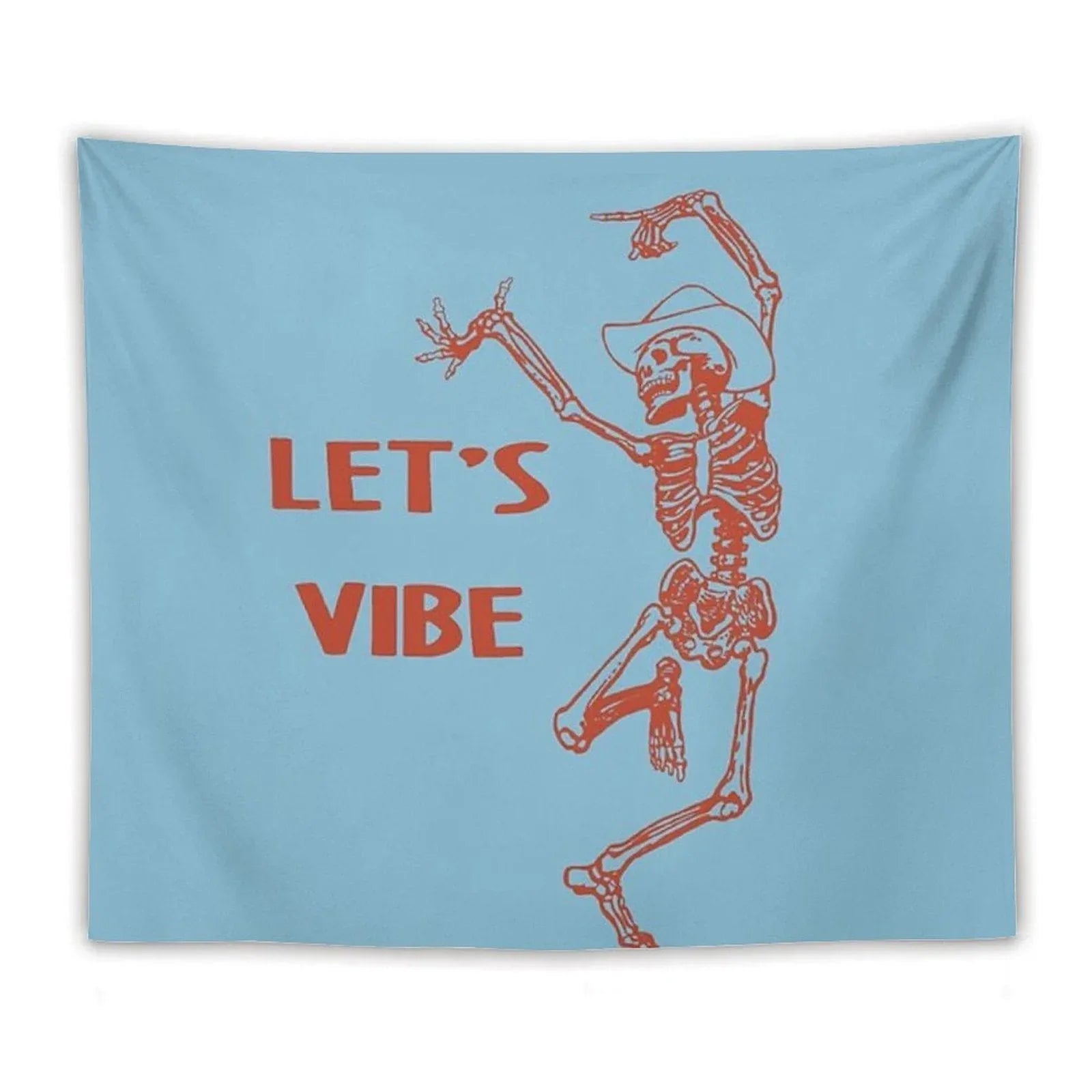Let's Vibe Cowboy Skeleton Tapestry
