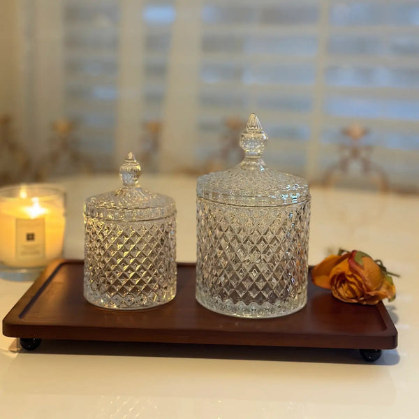Diamond-Cut Crystal Clear Glass Storage Jar VagabondVintage